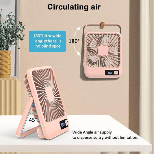 BUBPUP USB Rechargeable Desktop Fan, 180° Tilt Folding 5 Speeds Adjustable Fan, Portable Fan, Strong Wind Quiet Desk Fan for Home Office Desktop, Electric Multifunction Fan, Convenient Fan, Mother'S Day Gifts