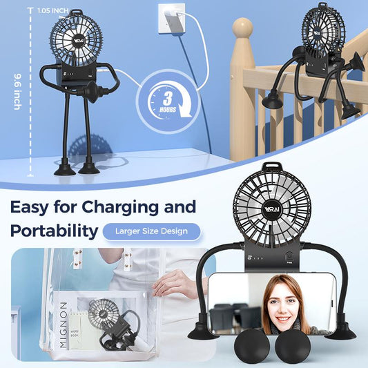 Robot Portable Handheld Creative Fan - Ultra-High Degree of Freedom Mini Fan, Battery Life of 7-8 Hours, USB Charging, Suitable for Travel and Outdoor Activities, to Accompany Summer