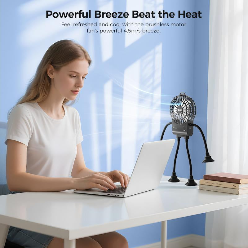 Robot Portable Handheld Creative Fan - Ultra-High Degree of Freedom Mini Fan, Battery Life of 7-8 Hours, USB Charging, Suitable for Travel and Outdoor Activities, to Accompany Summer