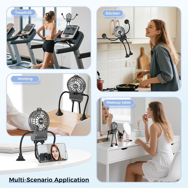 Robot Portable Handheld Creative Fan - Ultra-High Degree of Freedom Mini Fan, Battery Life of 7-8 Hours, USB Charging, Suitable for Travel and Outdoor Activities, to Accompany Summer