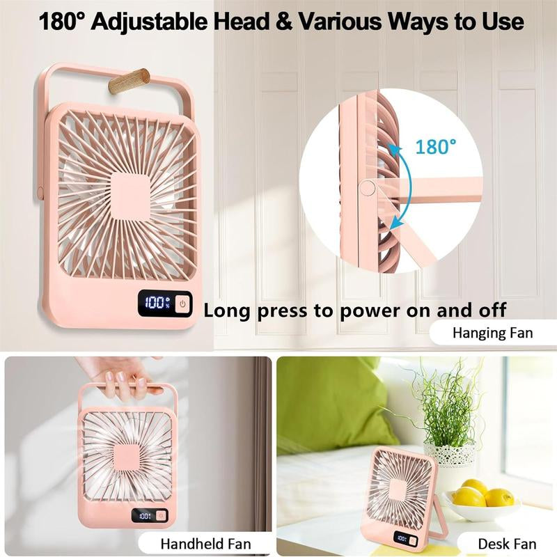 BUBPUP USB Rechargeable Desktop Fan, 180° Tilt Folding 5 Speeds Adjustable Fan, Portable Fan, Strong Wind Quiet Desk Fan for Home Office Desktop, Electric Multifunction Fan, Convenient Fan, Mother'S Day Gifts