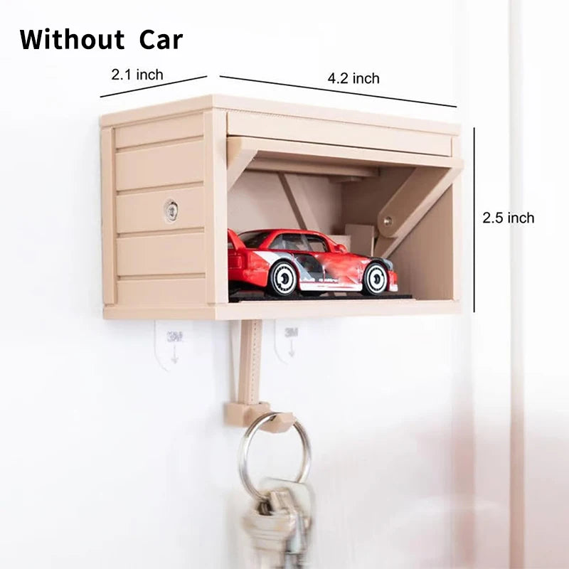 Car Garage Key Holder with Opening Door Wall Hanging Key Holder, Fun 3D Printed Key Organizer, Easy Installation Wall Decoration