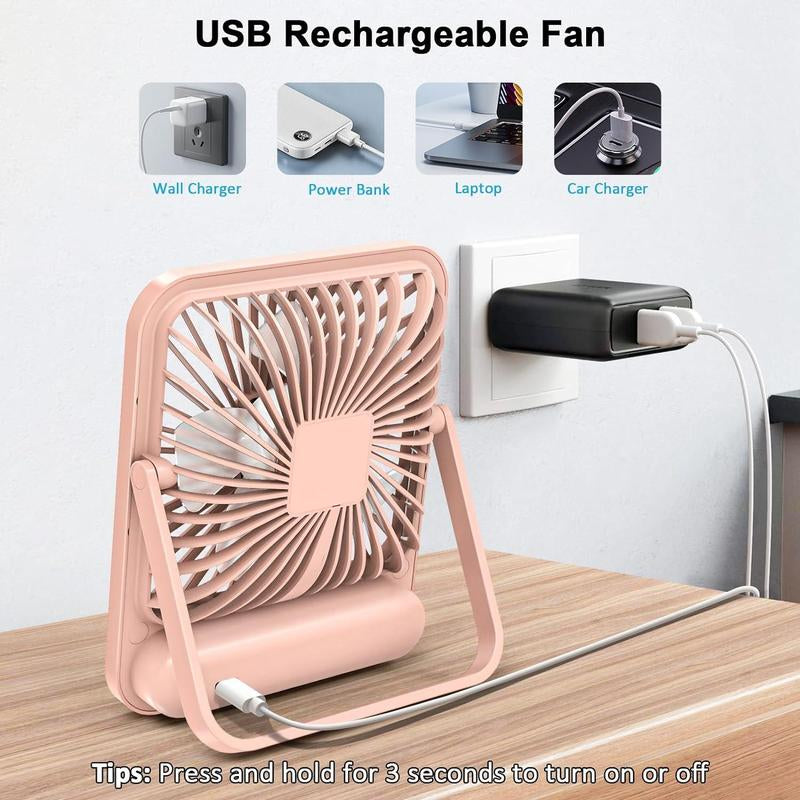 BUBPUP USB Rechargeable Desktop Fan, 180° Tilt Folding 5 Speeds Adjustable Fan, Portable Fan, Strong Wind Quiet Desk Fan for Home Office Desktop, Electric Multifunction Fan, Convenient Fan, Mother'S Day Gifts
