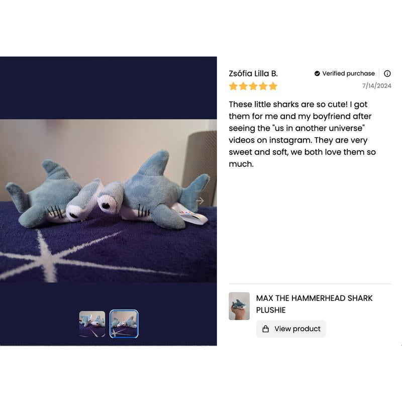 Max the Hammer Shark Plushie by the Royal Wreaths